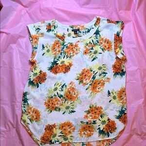 Ann Taylor Floral Blouse - Orange and Green